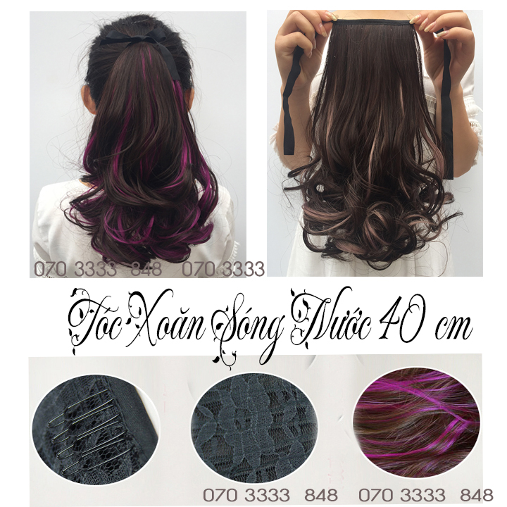 Tóc giả xoăn sóng nước ( Tặng Lược)