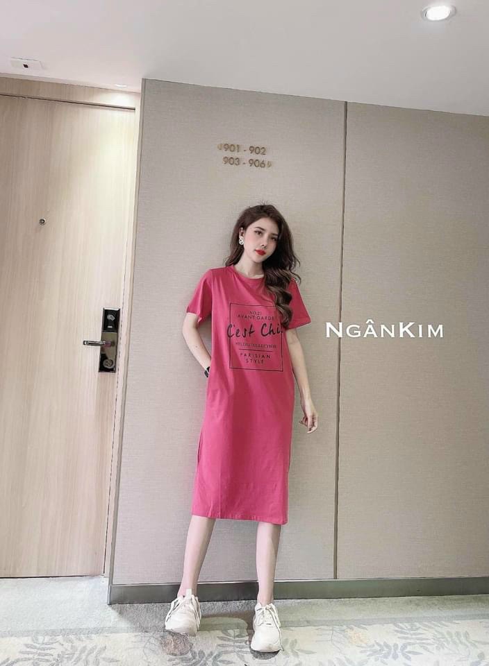[HOÀN TIỀN ĐẾN 15%]váy suông nữ cộc tay in chữ cest chic nhiều màu