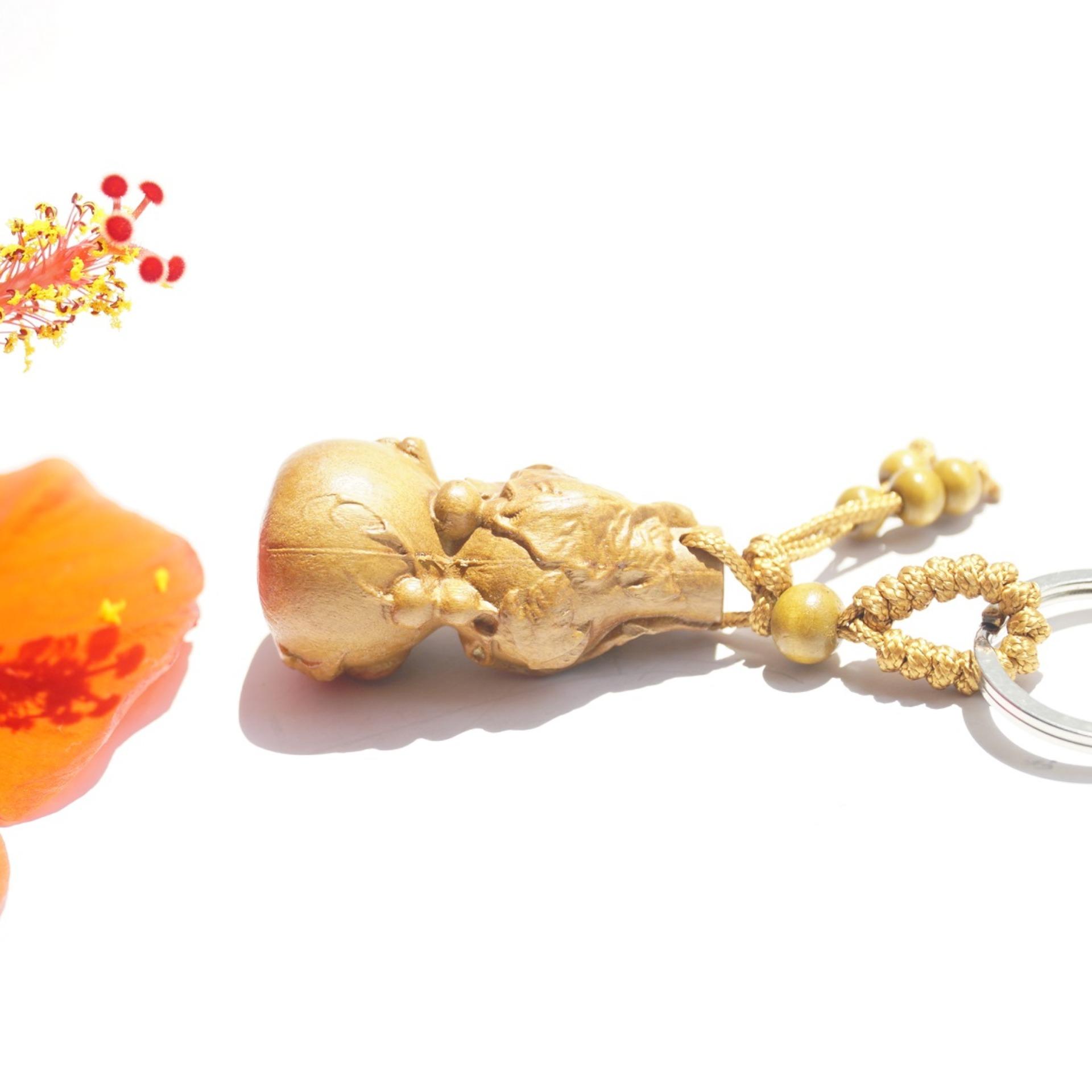 Móc khóa gỗ Hồ Lô phong thủy may mắn bình an
