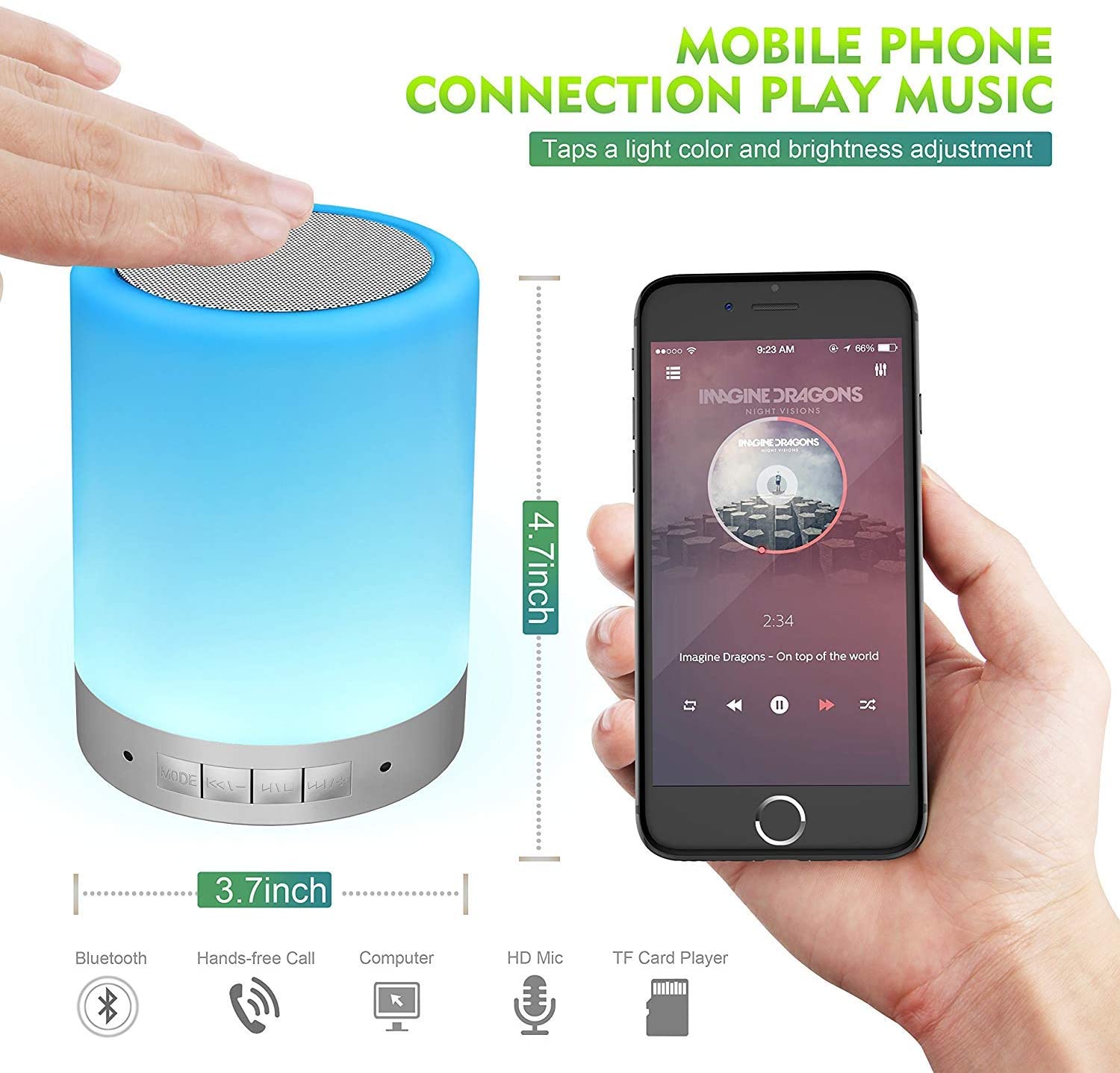 Loa Bluetooth Kiêm Đèn Ngủ Y2 Đổi Màu Cảm Ứng Cực Đẹp