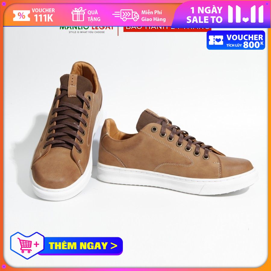 Giày Sneaker nam da thật Manlio Legat màu nâu sáp G6351-BN