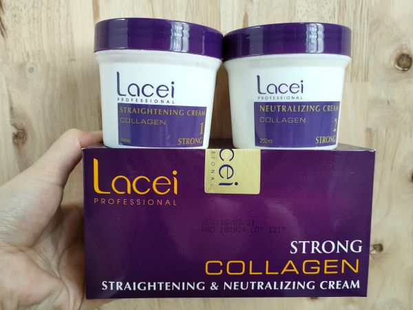 bộ kem duỗi tóc Lacei Collagen Siêu Bóng Mượt Không Cần Kẹp Nhiệt 200ml x 2