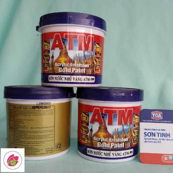 Sơn nước nhũ vàng ATM 999 hệ nước loại 225ml và 875ml/lon (chuyên dùng cho bê tông , tường)