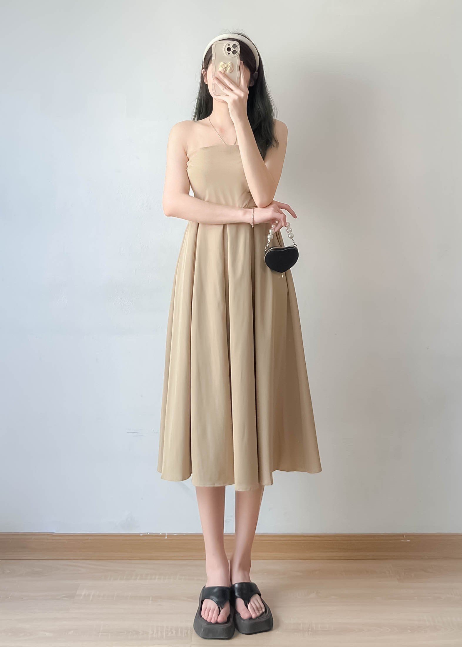Đầm quây chất thô trơn lưng chun mút ngực - 247StoreFashion - Vaycupnguc004122/p4k11
