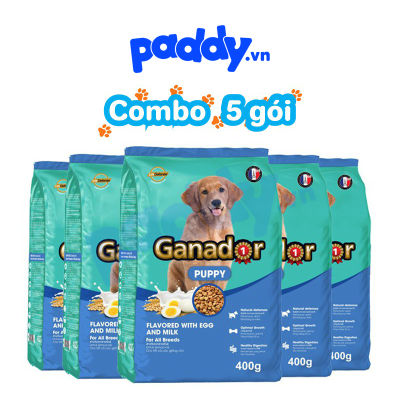 [Combo 5] Hạt Cho Chó Con Vị Trứng Sữa - Ganador Puppy EGG & MILK 400 gr