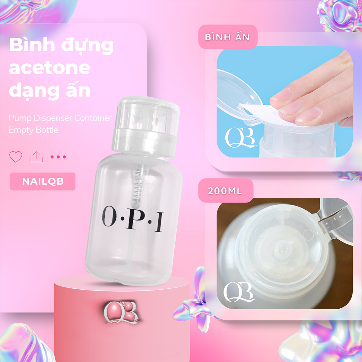 Bình đựng nước rửa móng nắp tràn OPI 200ml