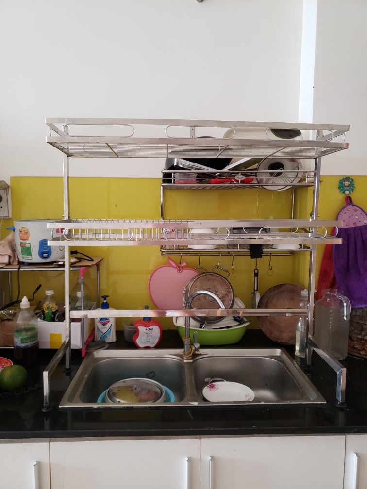 Kệ úp chén bát inox cao cấp inox 304, Kệ chén đa năng gác trên bồn rửa chén Litchee Shop