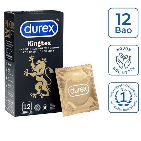 Bao cao su Durex Kingtex hộp 12 chiếc