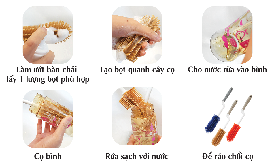 BỘ CHỔI CỌ SILICONE MOTHER-K HÀN QUỐC (VÀNG)