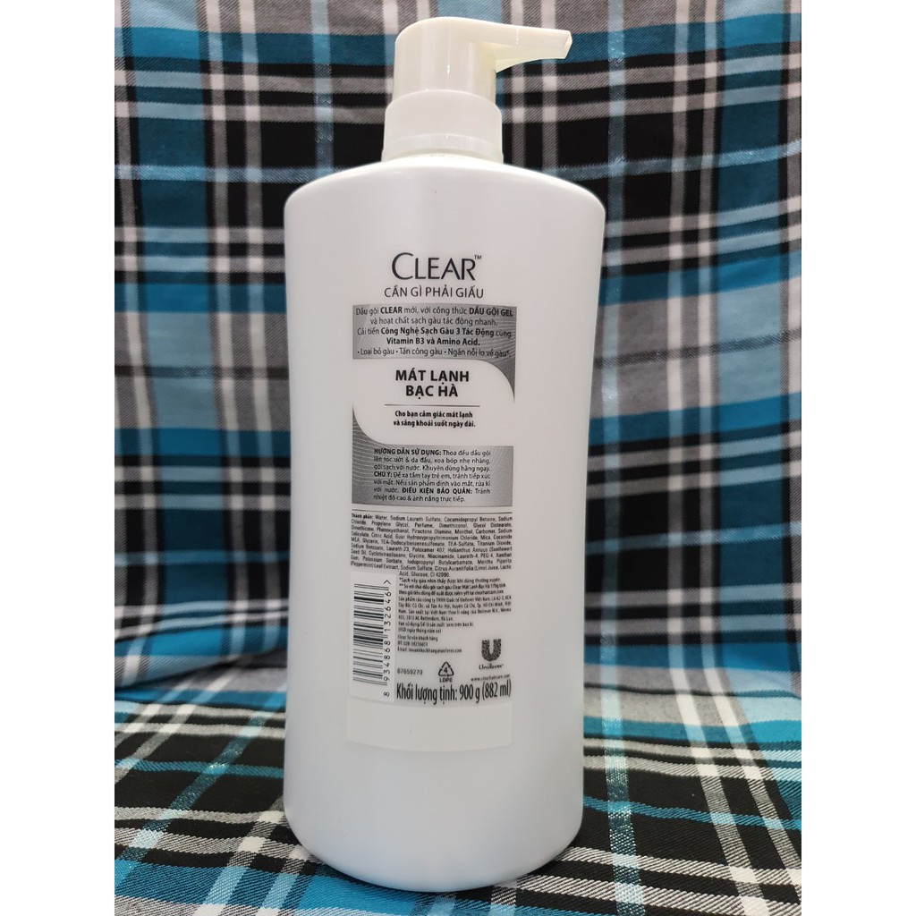 Dầu Gội Sạch Gàu Clear Mát Lạnh Bạc Hà - 882Ml