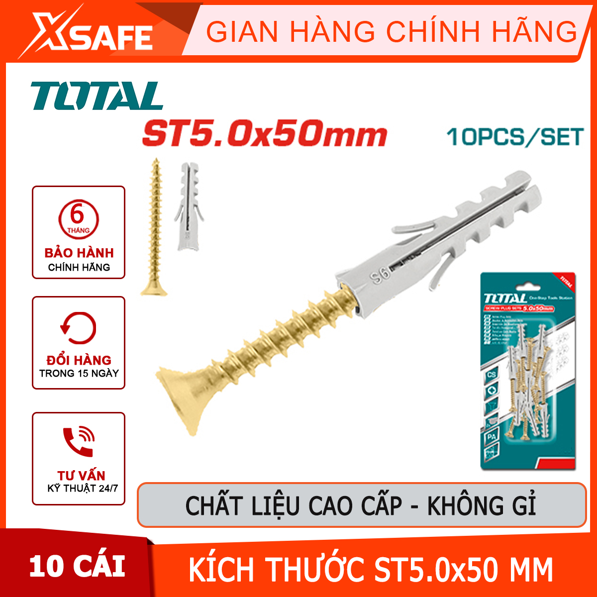Bộ 5 tắc kê vít ST6.5x65mm