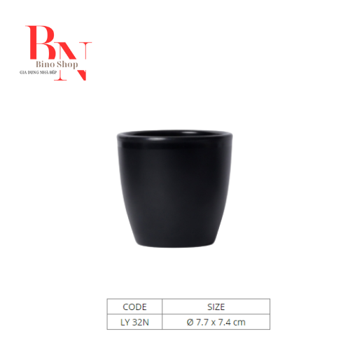 Ly nhựa melamine lùn đen nhám- ly32n