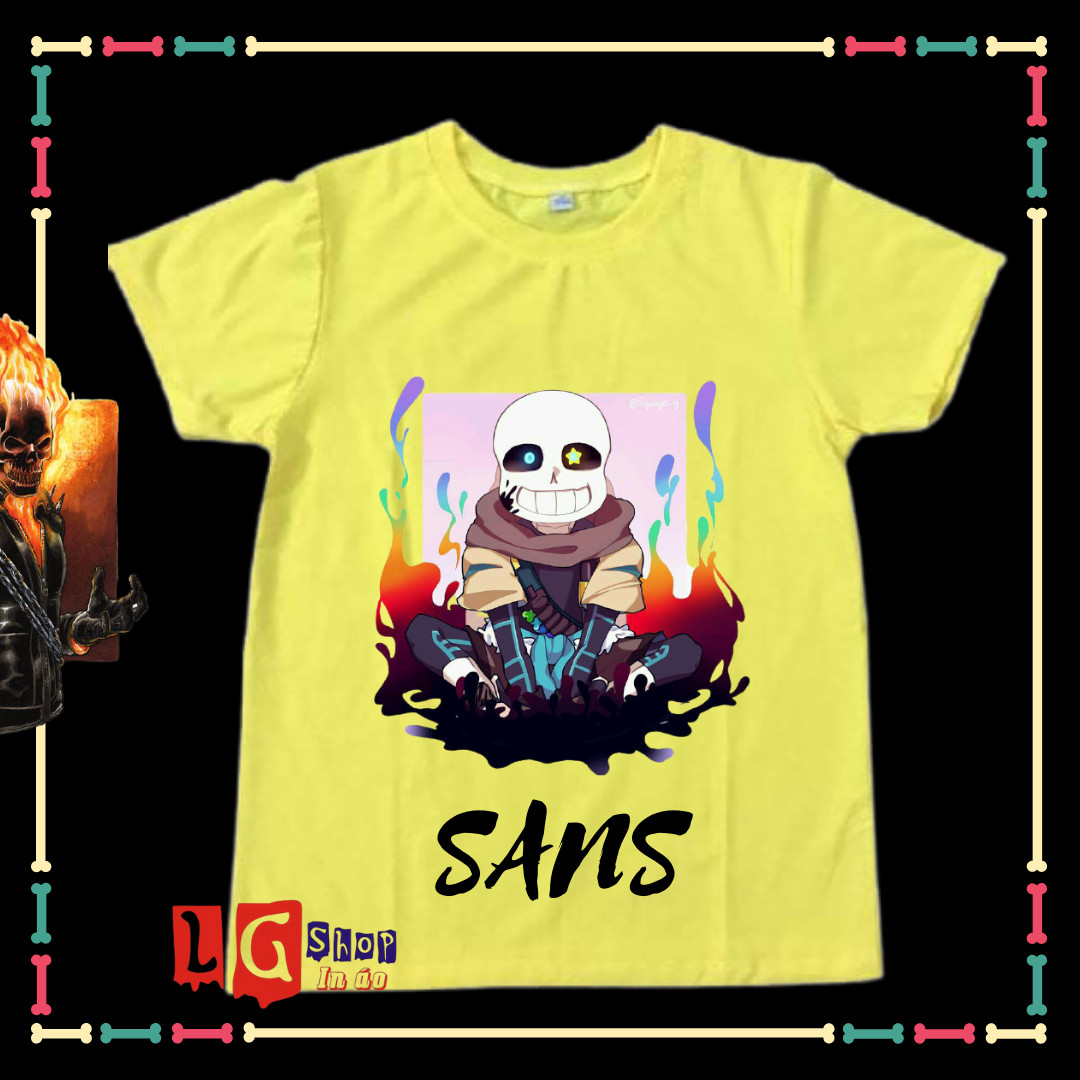 Áo Sans undertale siêu ngầu cho bé trai, bé gái, vải cotton co giãn 4 chiều, đủ size áo từ 10kg đến 90kg-Tặng kèm Huy hiệu Sans