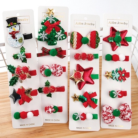 Set 5 Kẹp Tóc Giáng Sinh Noel Cho Bé