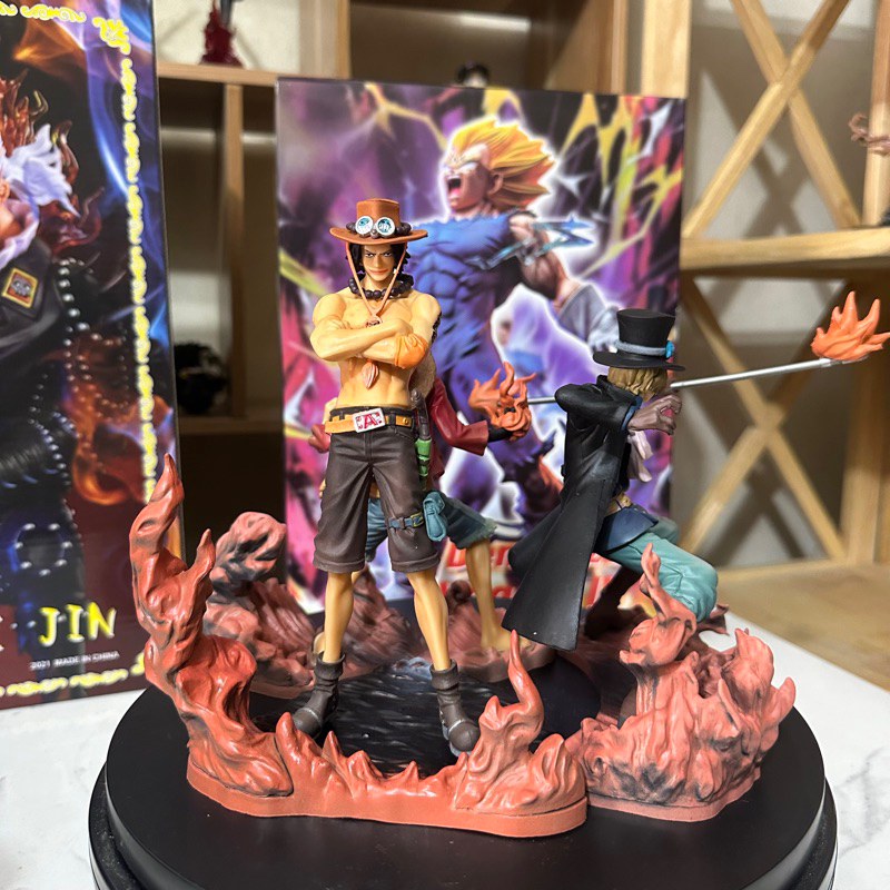 (Mô hình One Piece) Set 3 Mô hình ASL Ace - Sabo - Luffy hiệu ứng lửa 14-17cm