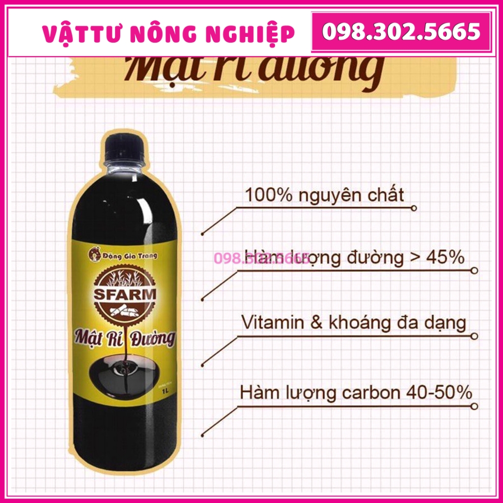 Mật rỉ đường nguyên chất dùng nuôi cấy vi sinh, ủ thức ăn chăn nuôi, ủ rác hữu cơ - chai 1 lít
