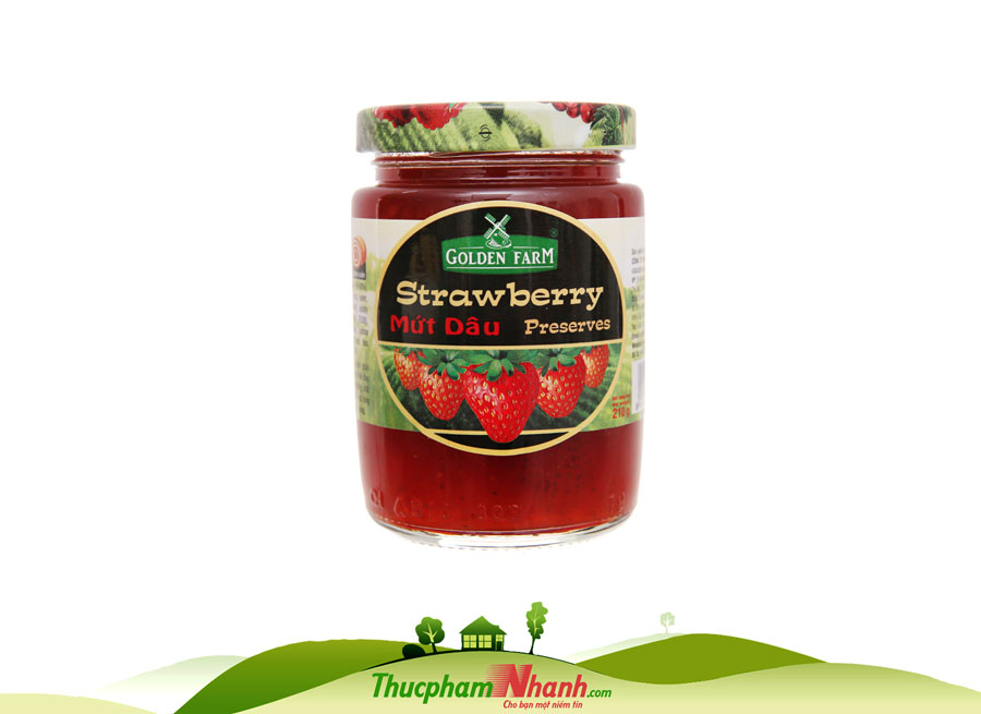 Mứt dâu (Strawberry Jam) Golden Farm - Chai 210g