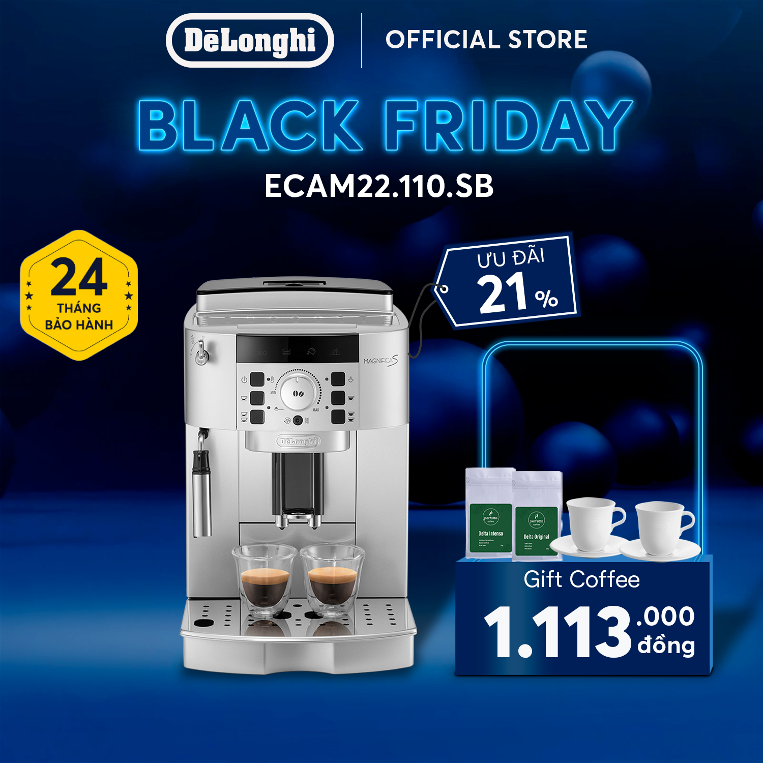 Máy pha cà phê tự động DeLonghi Magnifica S ECAM22.110.SB