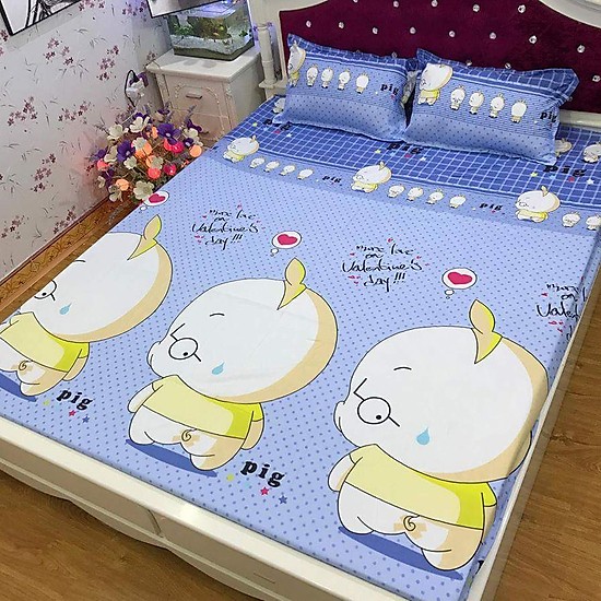 (FreeShip MAX) Set 3 Món Ga Gối ( 1 ga bọc, 2 áo gối nằm)