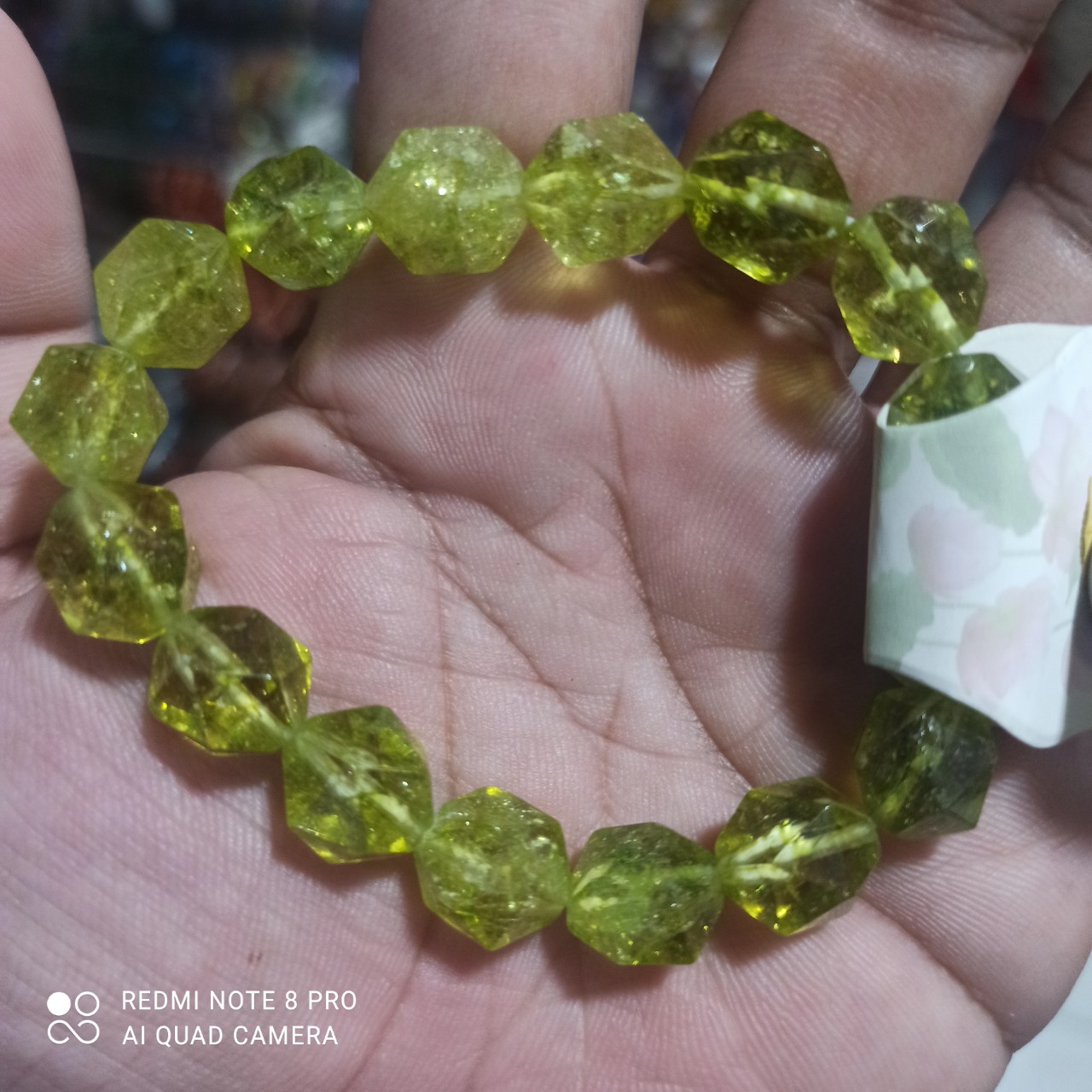 Vòng Tay Phong Thủy Đá Peridot kiểu bát giác