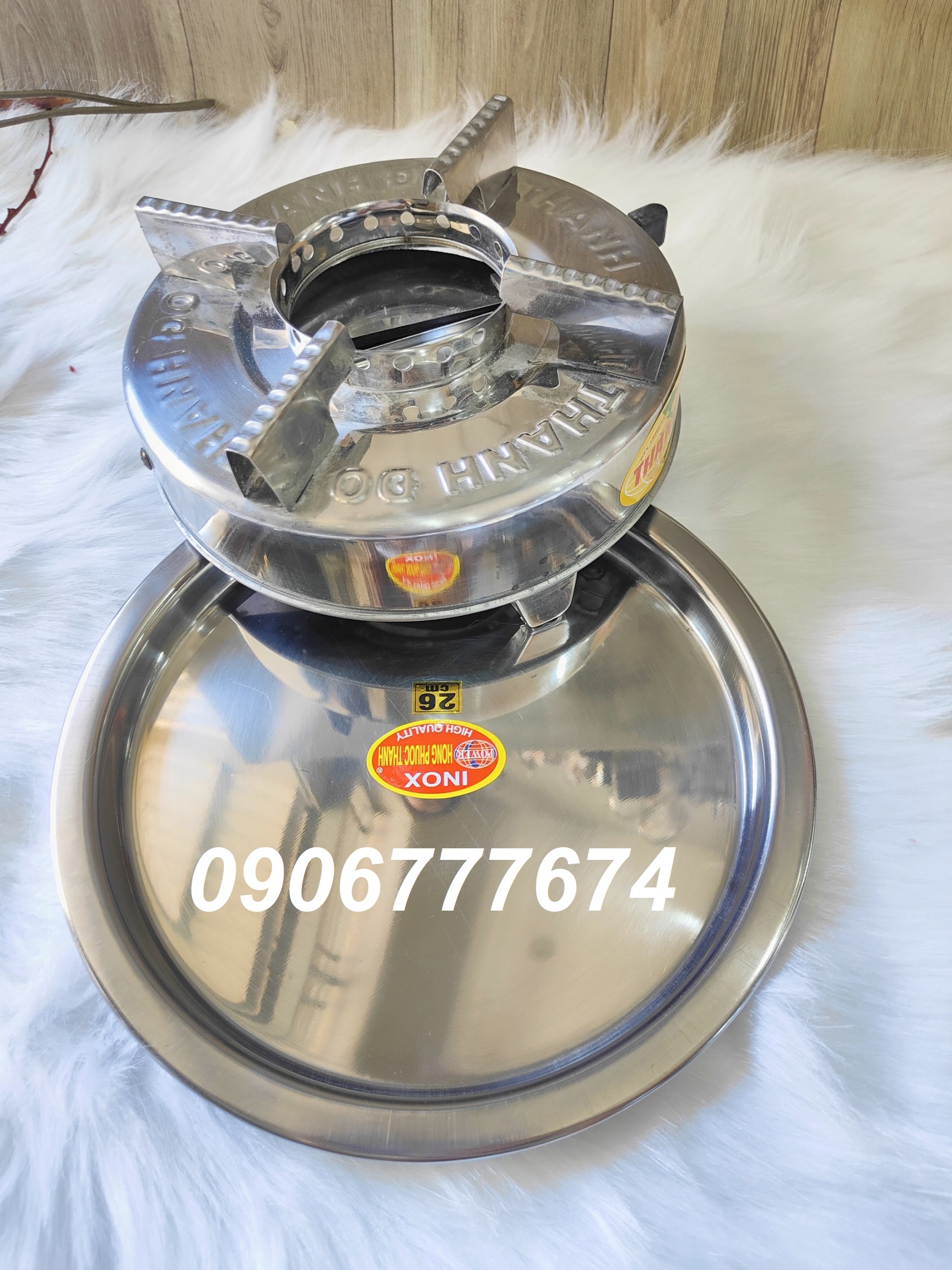 Bếp cồn Thành Đô và Vỉ lót / dĩa lót bếp cồn inox bền đẹp