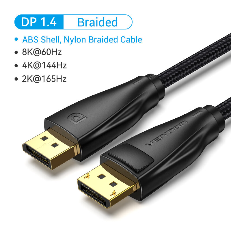Vention Display Port 1.4 Cable DP to DP Male to Male Cable Display Port 8K 60Hz 4K 144Hz 2K 165Hz UHD High Speed 32.4Gbps for Video PC Laptop Projector Monitor Display Port Cable