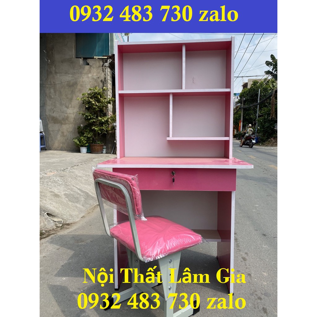 Bàn học sinh liền kệ ngang 80cm+ ghế tăng giảm giá rẻ HCM