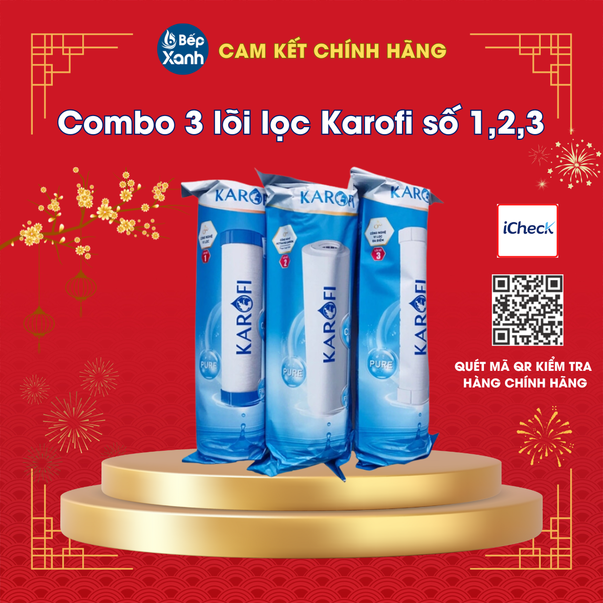 Combo 3 lõi lọc nước karofi 1,2,3 - hàng chính hãng