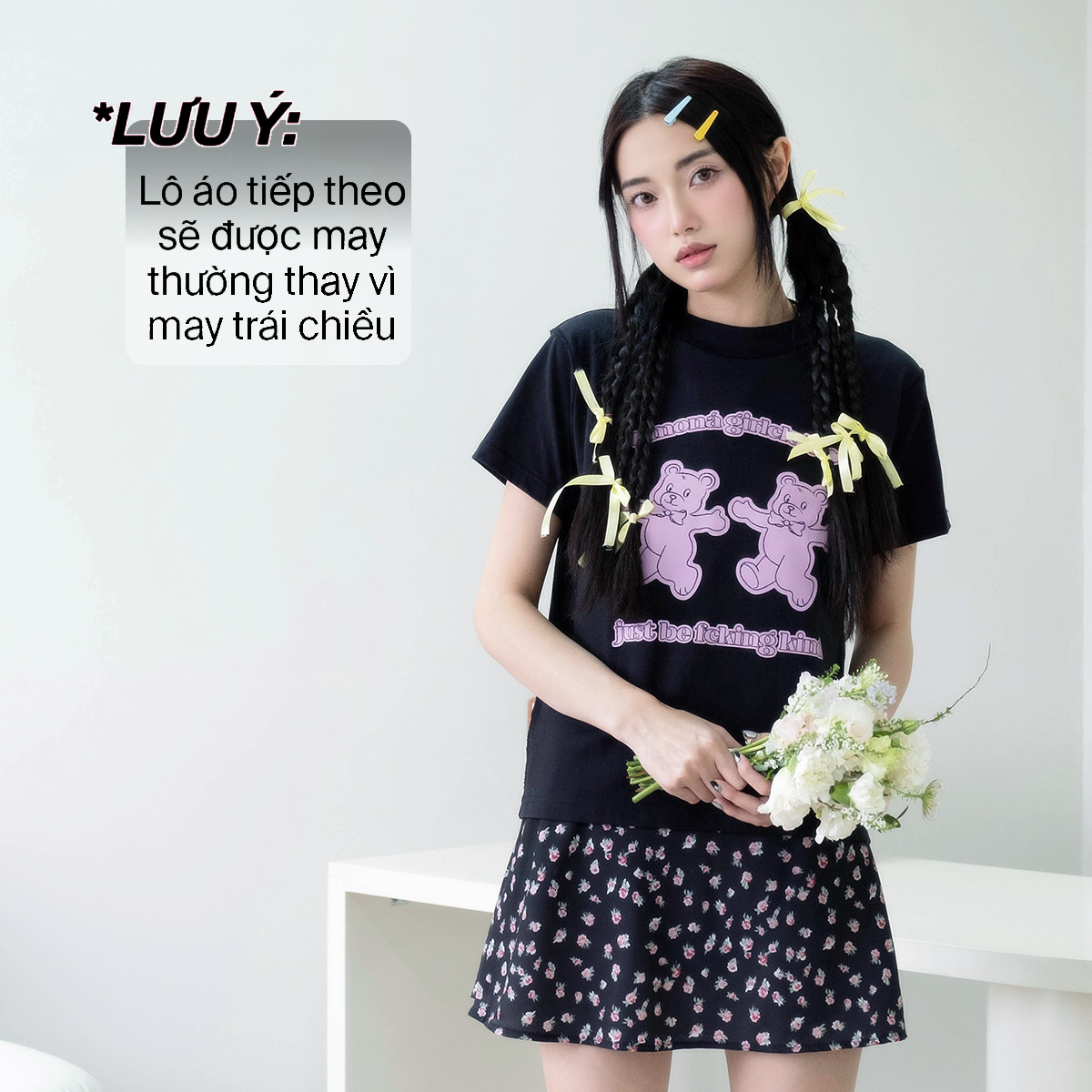 Áo thun baby tee MONÁ - GUMMY ĐEN
