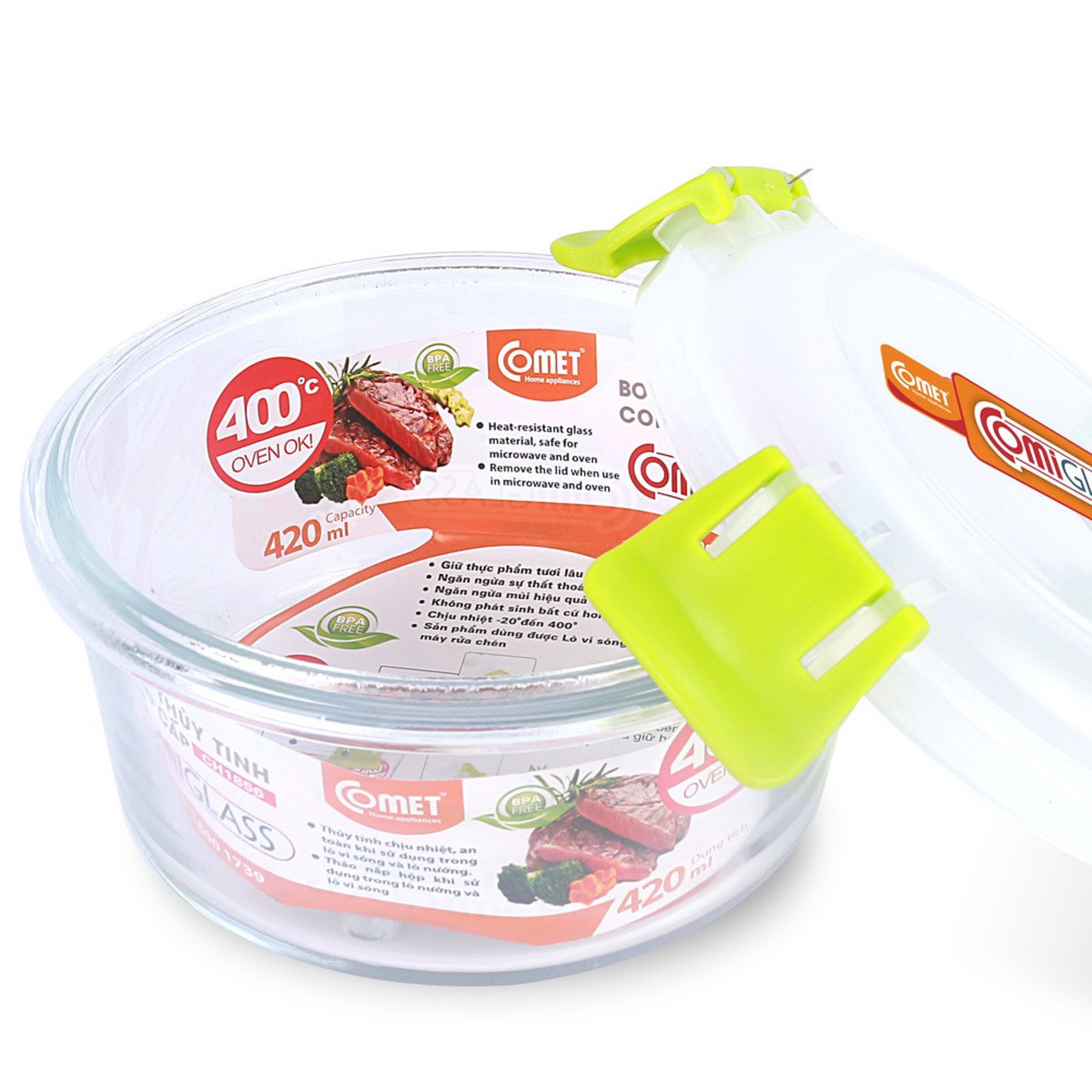 HỘP ĐỰNG THỰC PHẨM THỦY TINH COMET 420ML CH1856