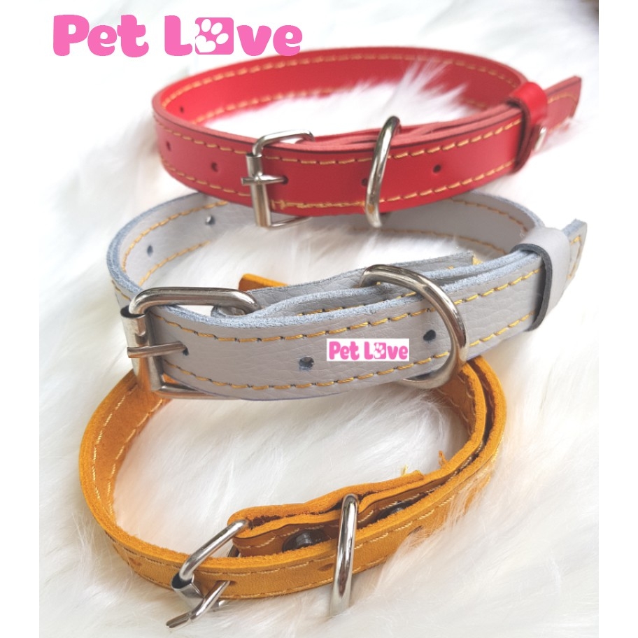 Vòng đeo cổ chó mèo (chất liệu da, 3 màu, 3 size)