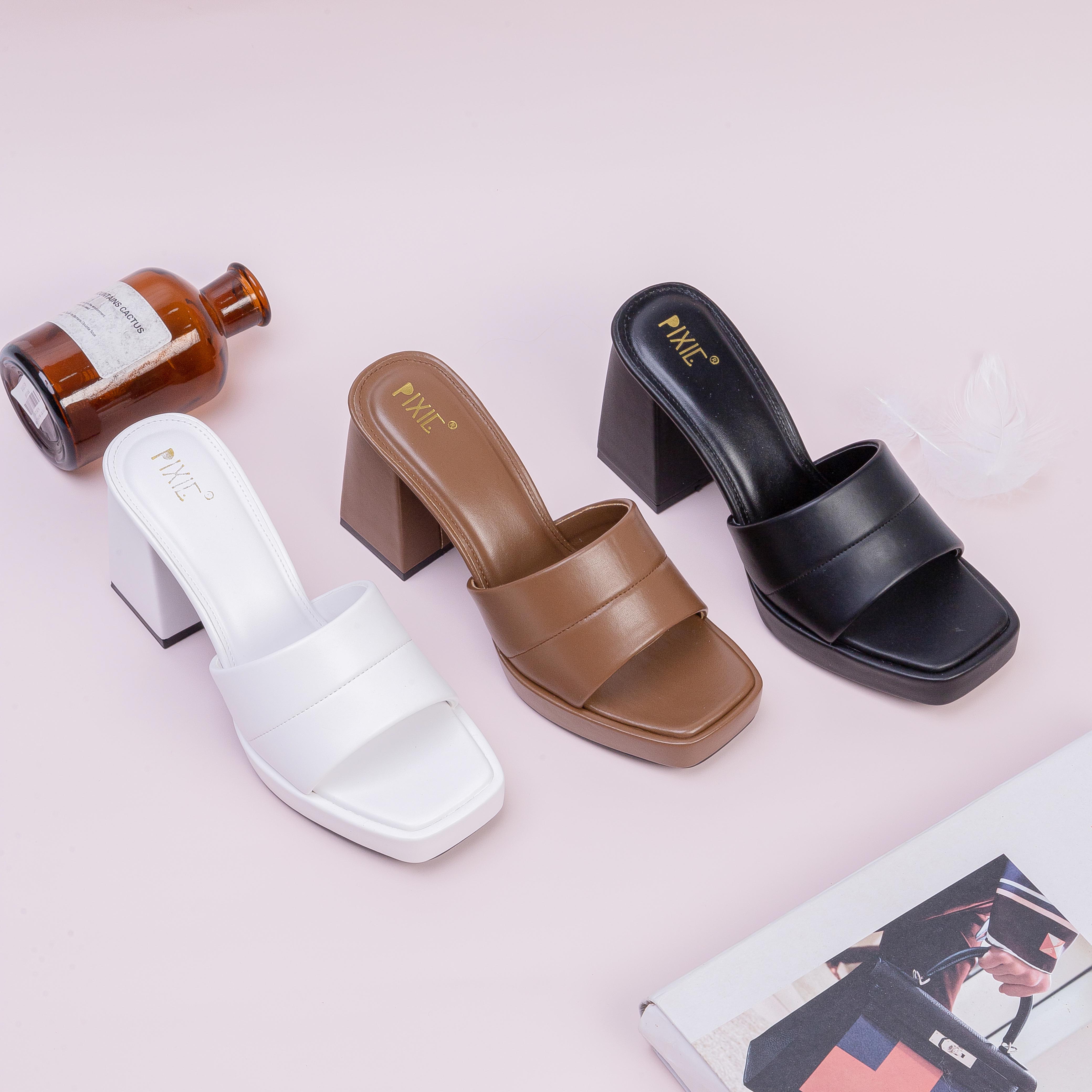 Guốc Cao Gót Đúp 10cm Quai Ngang Pixie H046