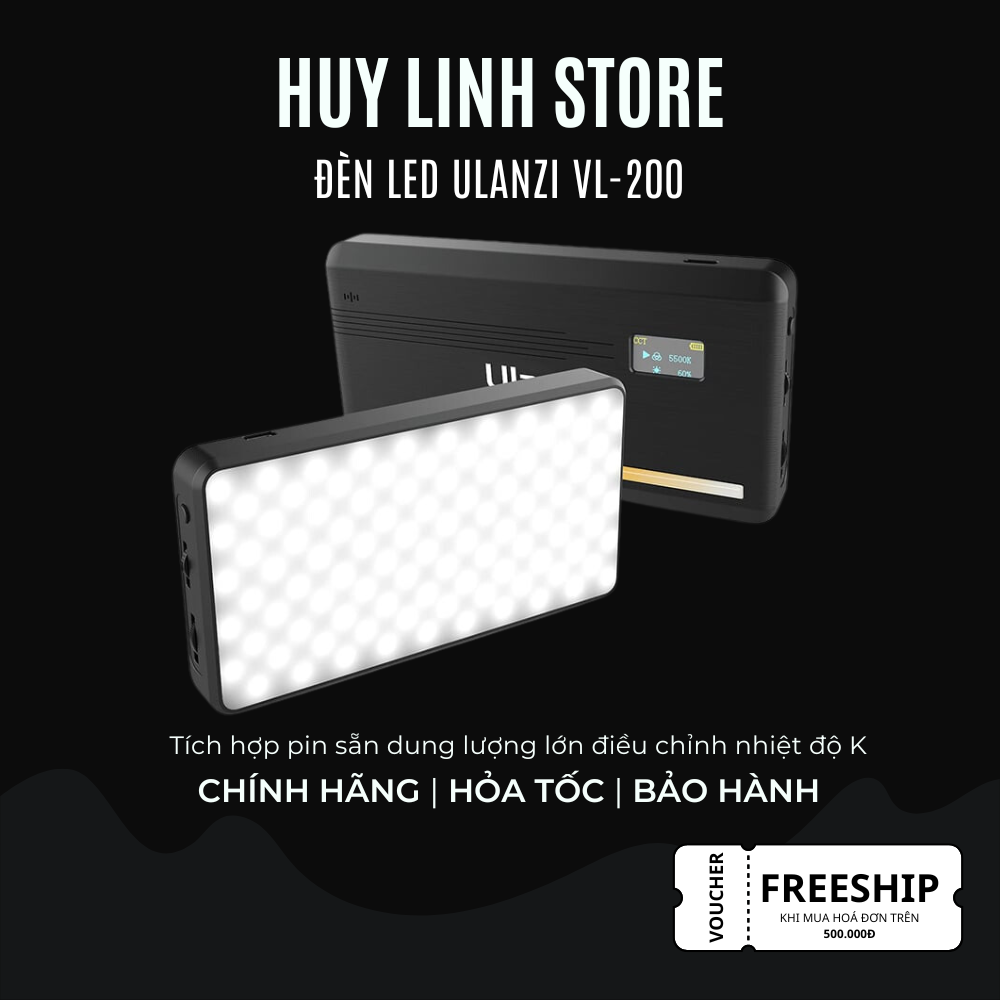 Ulanzi VL200 mini Bi Color fill light Đèn LED chụp hình quay phim - Dải màu 2500K đến 9000K tích hợp pin sạc 5000mAh