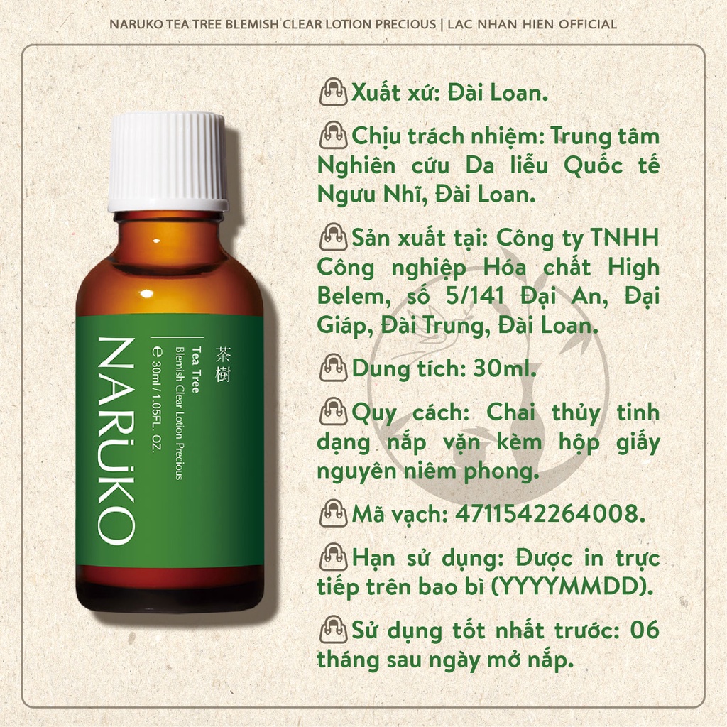 DUNG DỊCH NGỪA MỤN ĐẬM ĐẶC NARUKO TEA TREE BLEMISH CLEAR LOTION PRECIOUS