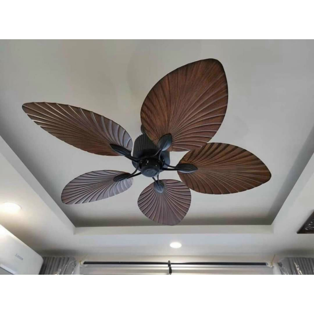 Quạt Trần Cánh lá cọ không đèn ( động cơ DC 6 tốc độ gió)