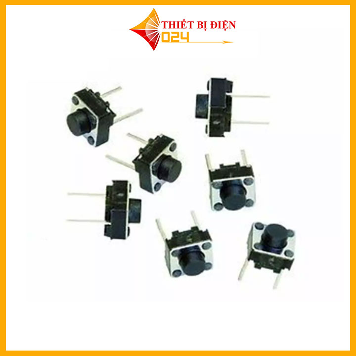 Nút Nhấn 2 Chân Vuông Đen 6x6x5mm - 1 Chiếc