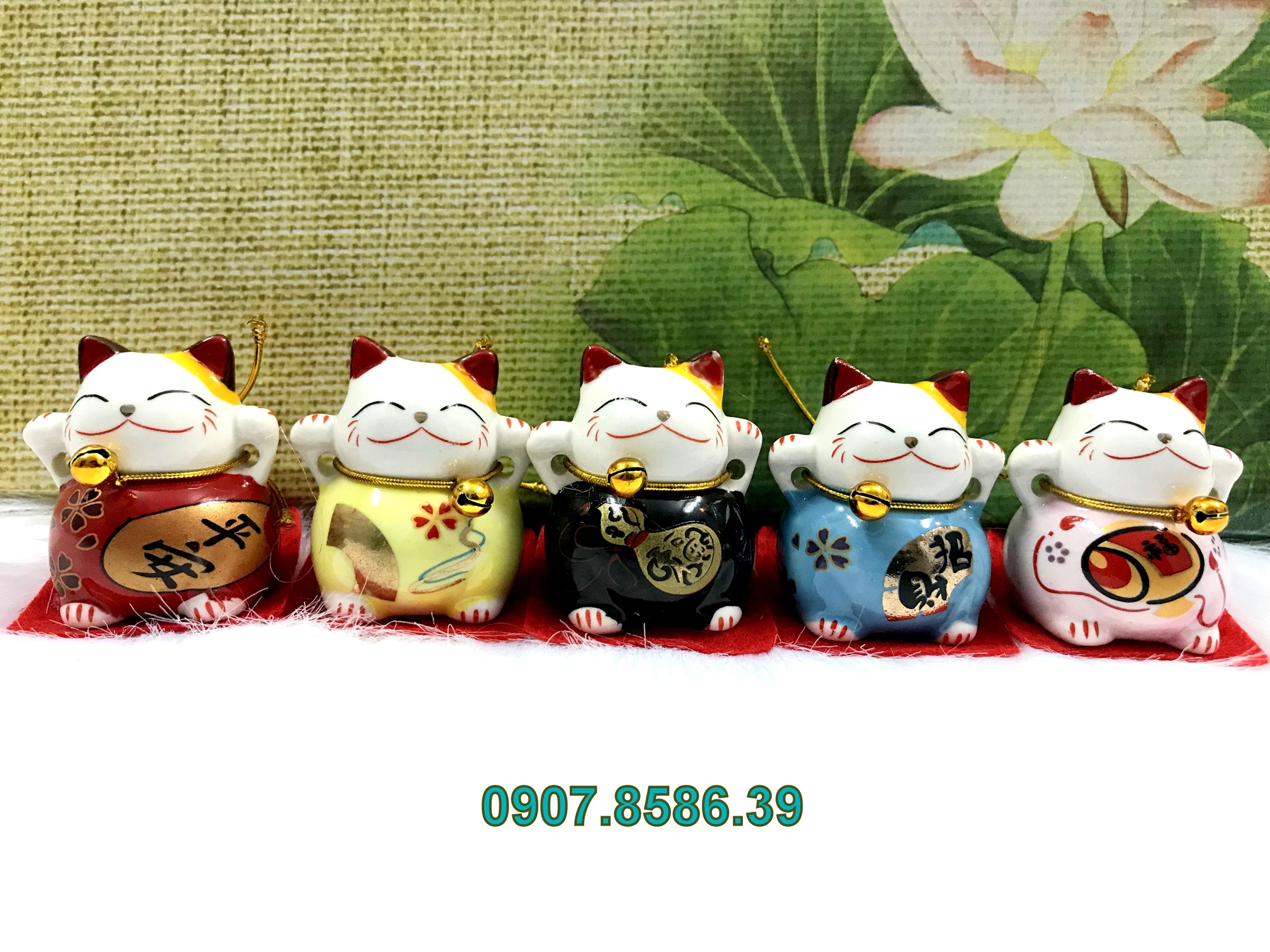 [HCM]Bộ 5 Mèo Sứ Thần Tài Maneki Neko Nhật Bản
