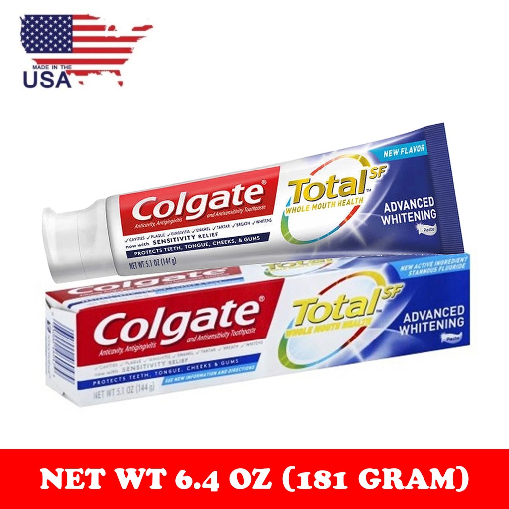 Kem đánh răng colgate total sf advanced whitening mỹ 181gr