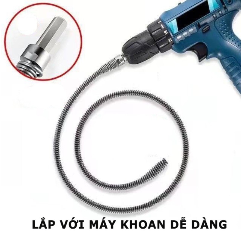 Dây Thông Cống Phi 10 Đầu Thông Lò Xo ( 5m,10m,15m dây + 1 đầu kết nối )