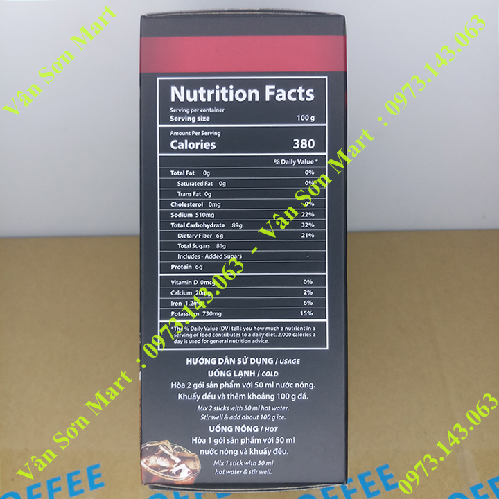 Cà phê đen K Coffee Black Phúc Sinh hộp 255g (15 gói dài x 17g)