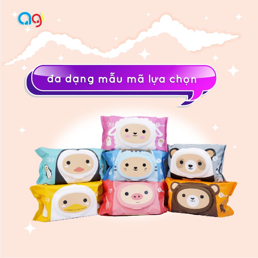 [HCM]Gói 80 tờ khăn ướt agi không mùi