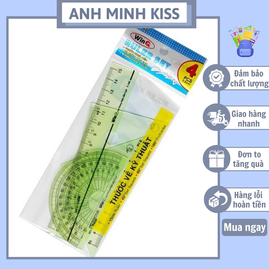 Bộ thước WINQ-T140 dành cho học sinh.