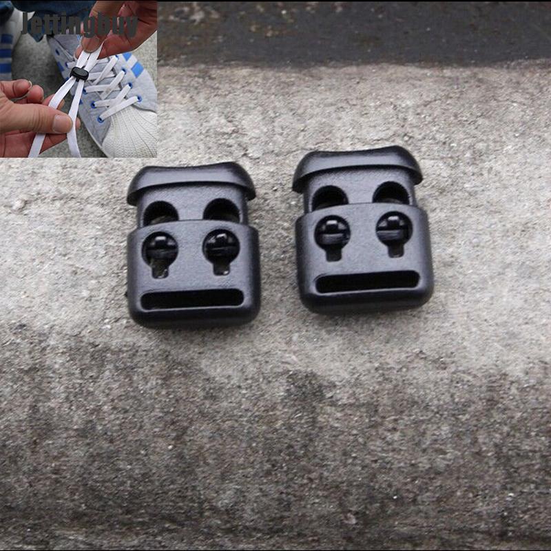 Jettingbuy 10 PCS Shoelace Buckle Non-slip Survival Stopper Rope Clip Clamp Cord Lock