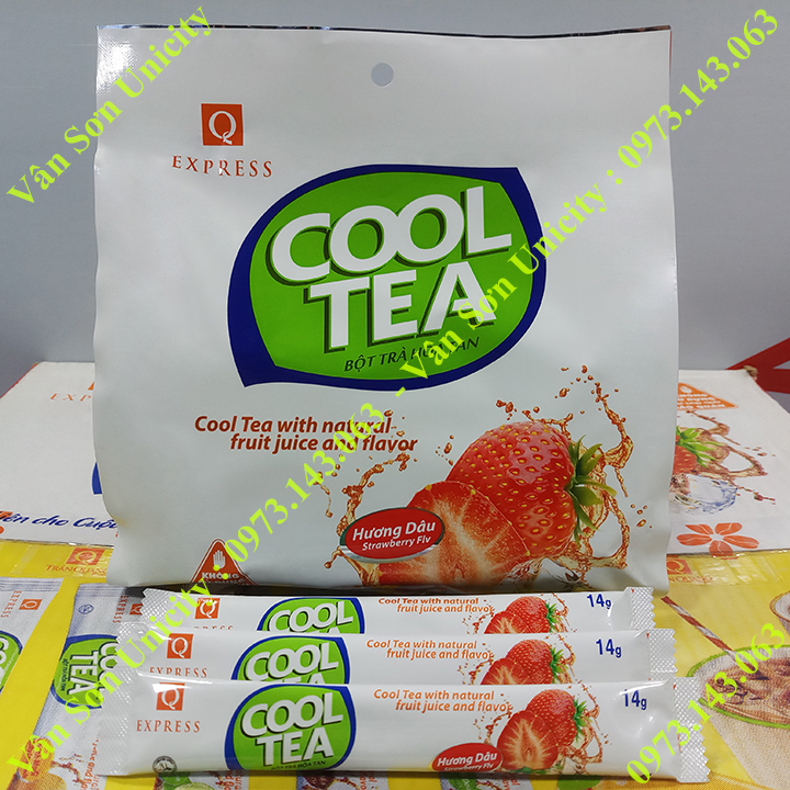 Trà Dâu Trần Quang bịch 336g 24 gói dài 14g Cool Tea Strawberry Flavor