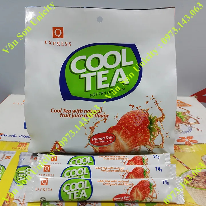 Trà Dâu Trần Quang bịch 336g (24 gói dài x 14g) Cool Tea Strawberry Flavor