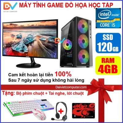 [Trả góp 0%]Bộ máy tính PC Game LED CPU G2020 / i5-2330 / Ram 4GB-8GB / SSD 120 - 240GB / VGA 1GB - 2GB chơi PUBG mobile PUBG lite LOL CF đột kích Fifa Cs Go GTA 5 ... + Màn hình + [QÙA TẶNG: Bộ phím chuột game + tai nghe + bàn di] - GAi52 LDV