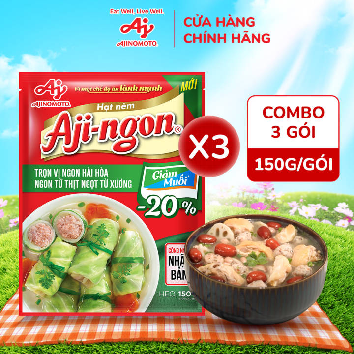 Combo 3 gói Hạt nêm Aji-ngon® Heo giảm&hellip;