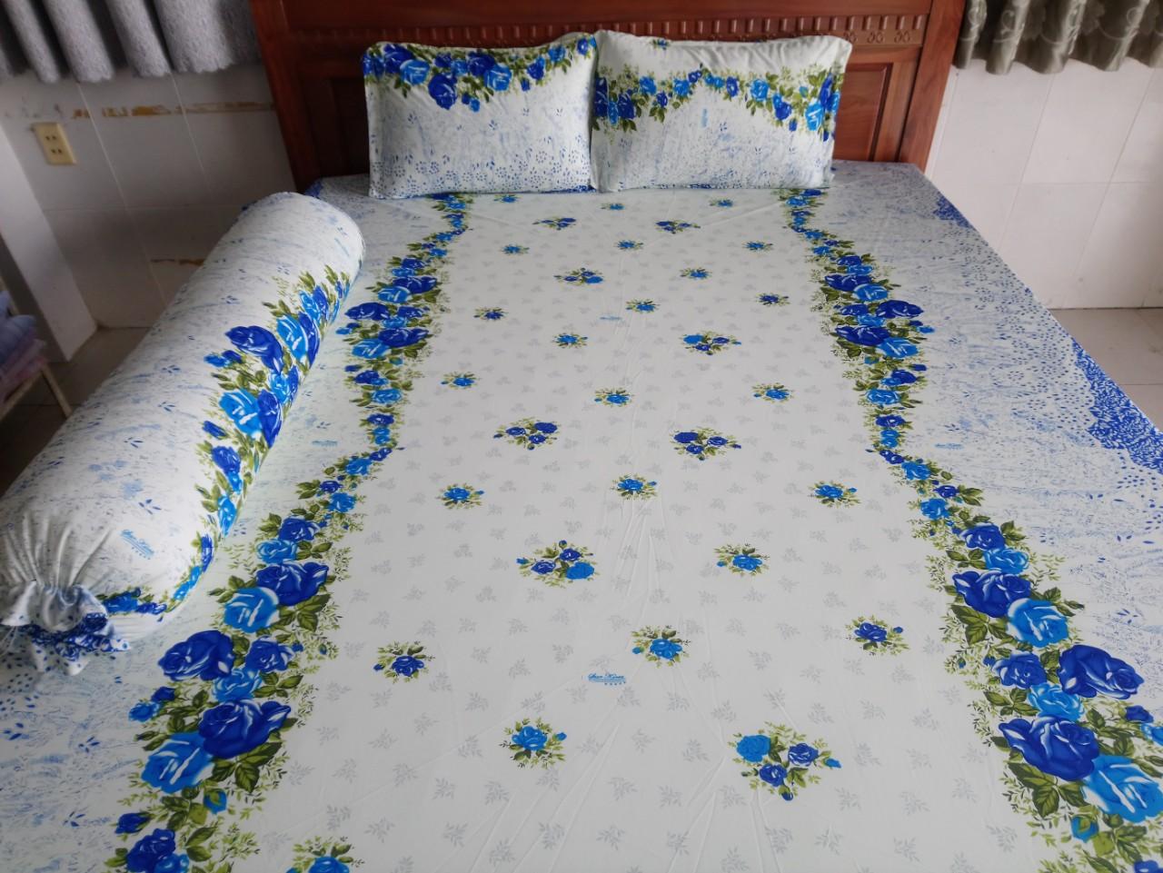 Bộ ga thun lạnh Hàn Quốc 1m6 x 2m ( 1 dra + 3 áo gối)