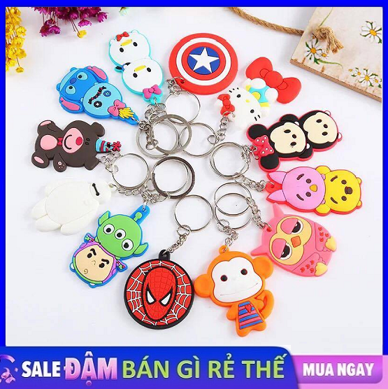Móc khóa cao su silicon dẻo hình thú hình hoạt hình đáng yêu