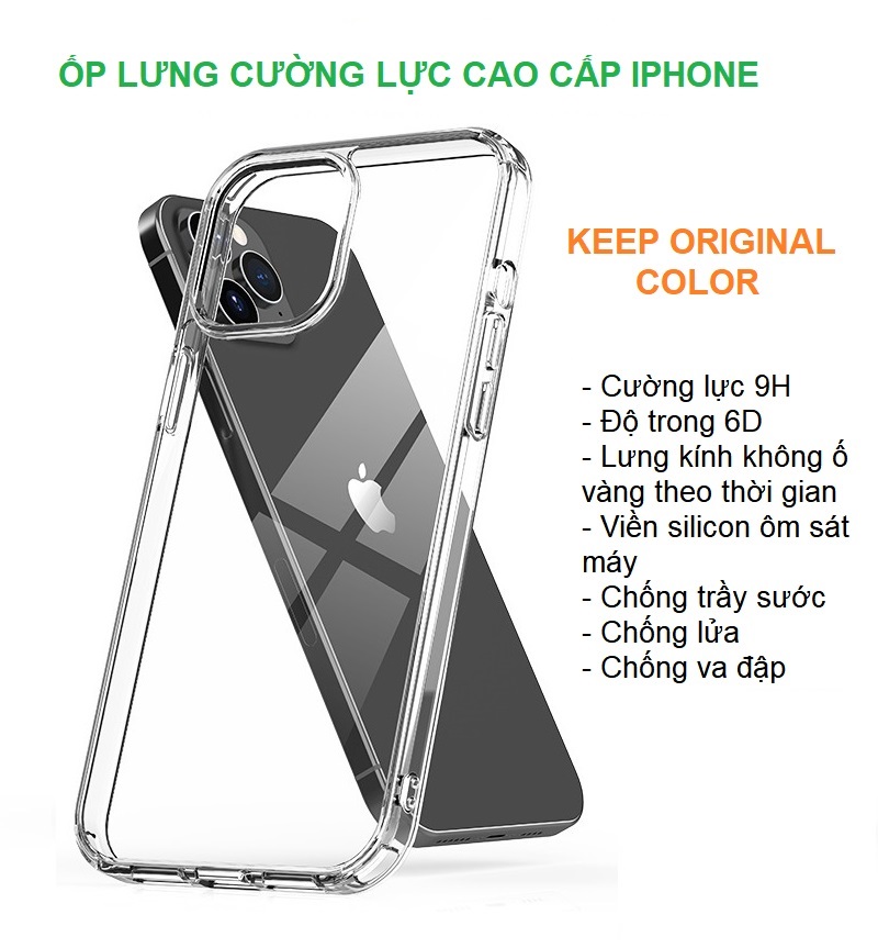 Ốp Lưng IPHONE Cường Lực Trong Suốt Cao Cấp Cho  Iphone 16, Iphone 15/ Iphone 14 /Iphone 13/Iphone 12/Iphone 11/Iphone X/XS/XSMax/XR, Iphone 7,8 plus